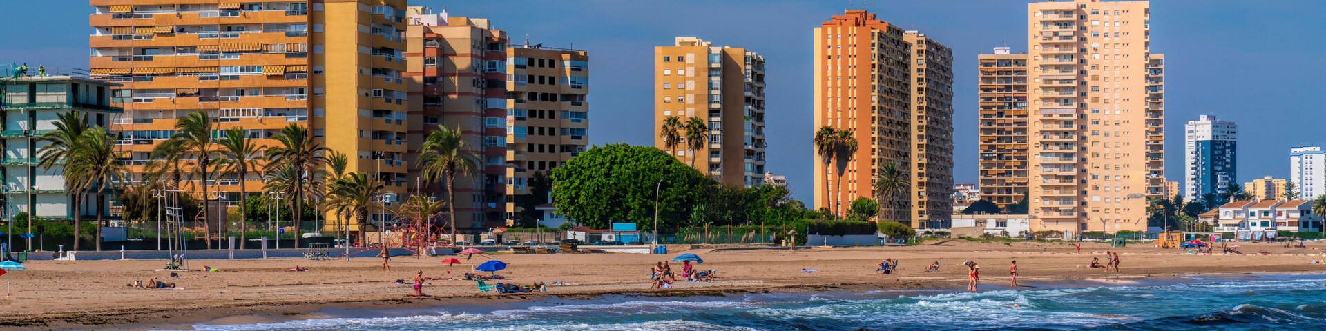 La Pobla de Farnals beach Spain and Mediterranean sea and blue sky