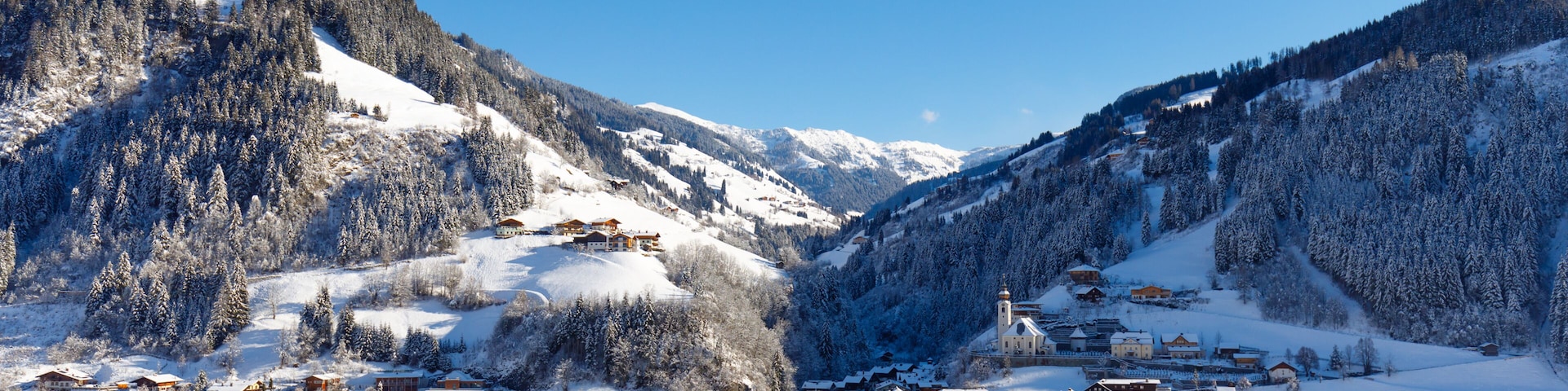 Town Großarl in Austria on sunny winter day