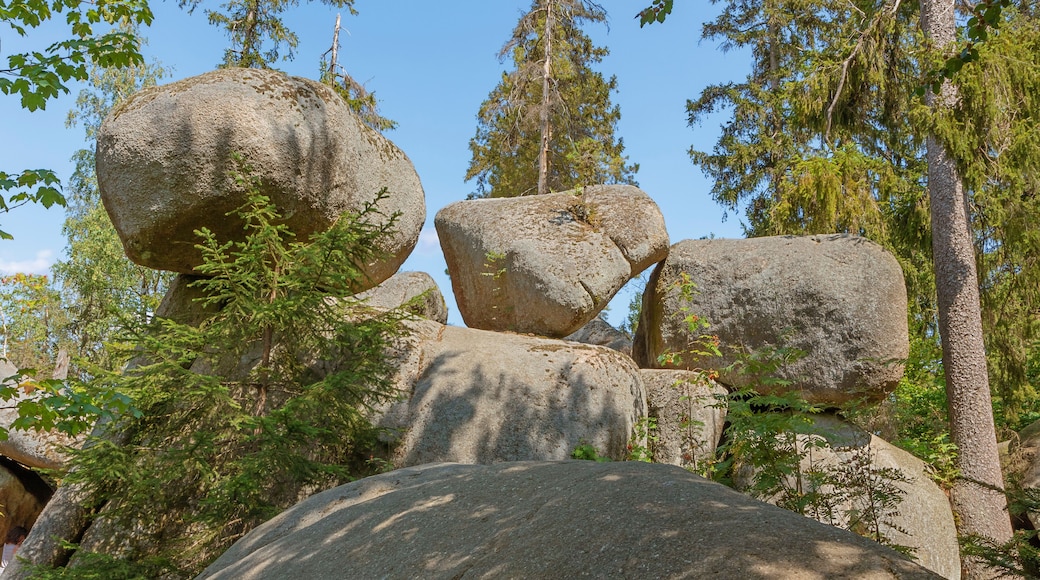 Giant rock boulders along the path in the Luisenburg rock labyrinth