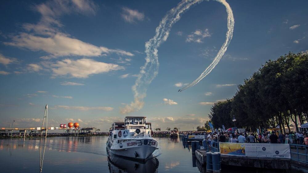 By coincidence on the day of our visit the Masury Air Show 2017 was taking place over the lake at the "sailing capital of Poland".