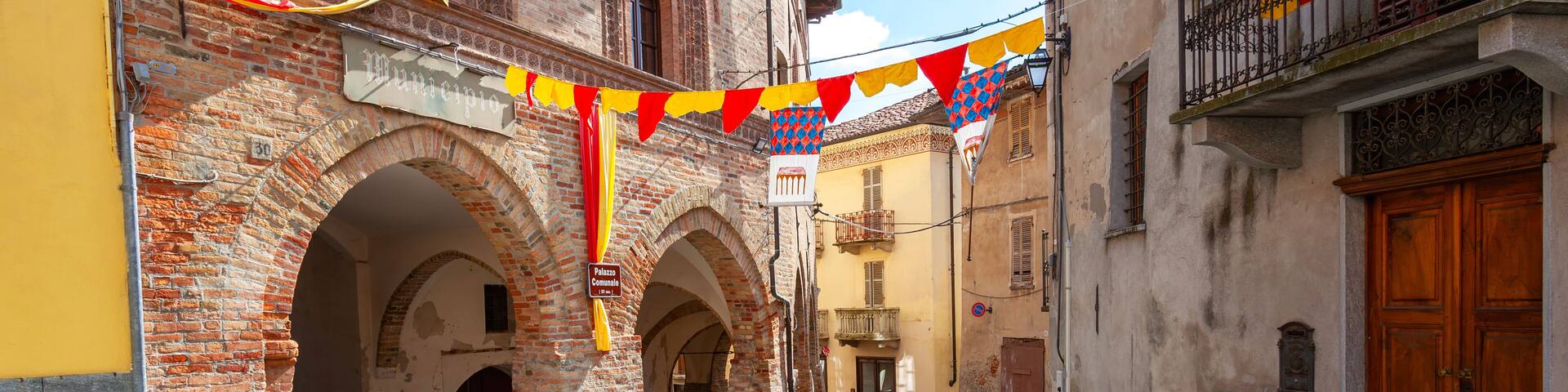 Views of the old city centre of Cocconato, small village in the Monferrato (Italy, Piedmont Region, Asti Province). This area is world famous for its valuable red wines and is UNESCO Site since 2014