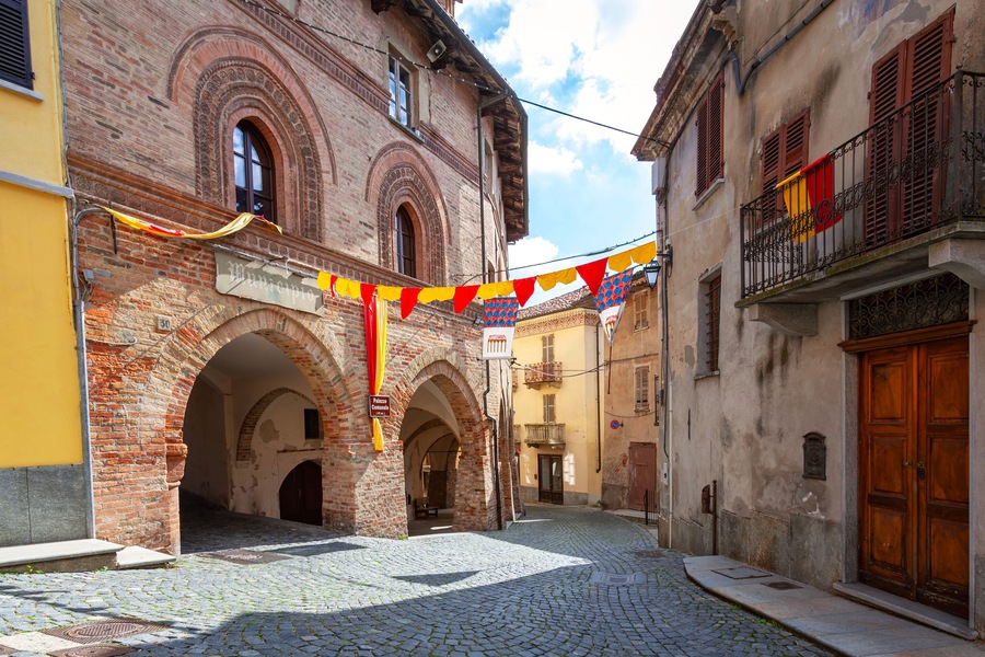 Views of the old city centre of Cocconato, small village in the Monferrato (Italy, Piedmont Region, Asti Province). This area is world famous for its valuable red wines and is UNESCO Site since 2014