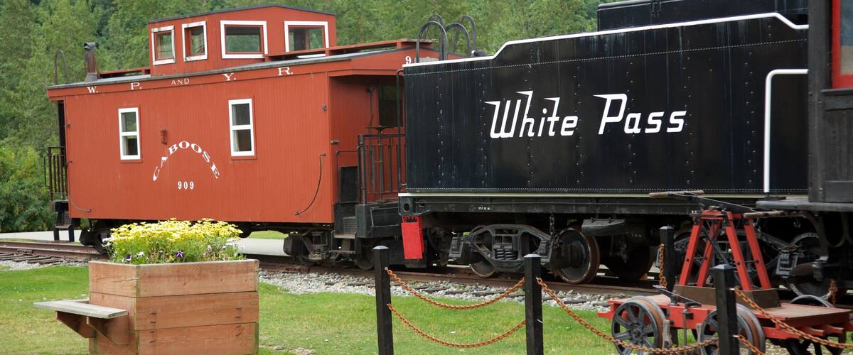 Klondike Gold Rush National Historic Park featuring heritage elements, railway items and signage