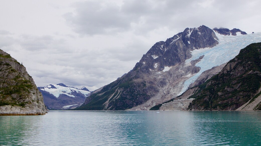 Kenai Fjords National Park ofreciendo nieve, montañas y un río o arroyo