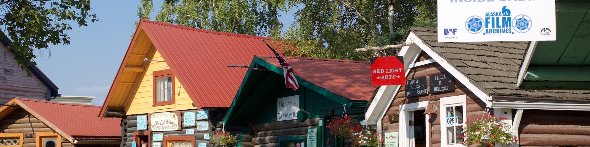 Pioneer Park que inclui passeios, elementos de patrimônio e sinalização