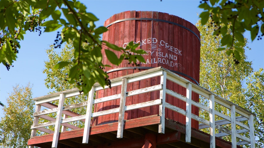 Pioneer Park featuring heritage elements and rides