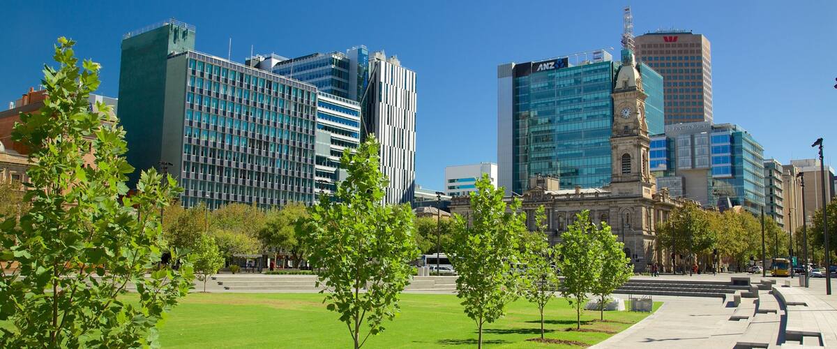 Victoria Square featuring a city, modern architecture and a park