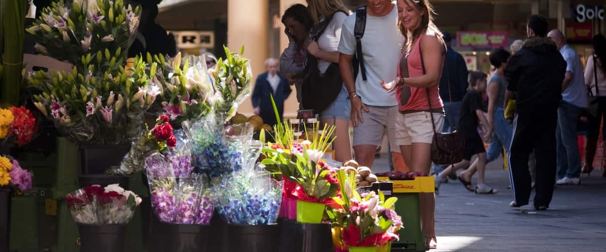 Rundle Mall which includes flowers as well as a couple