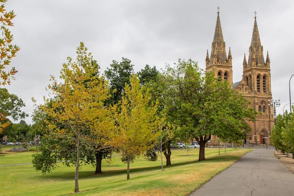 St Peter\'s Cathedral featuring a park and heritage architecture