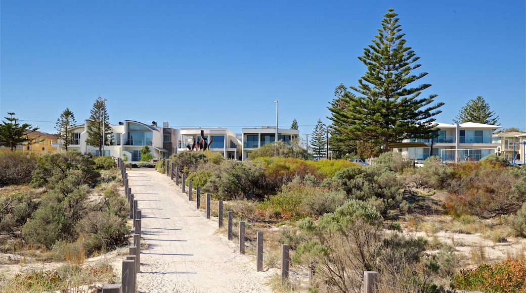 West Beach showing a coastal town and a beach