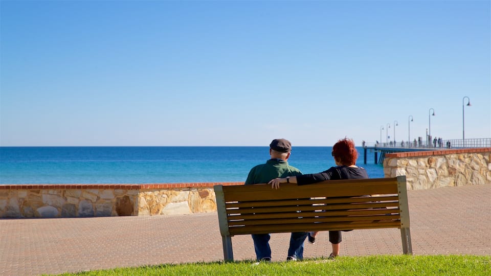 Glenelg Beach showing general coastal views as well as a couple
