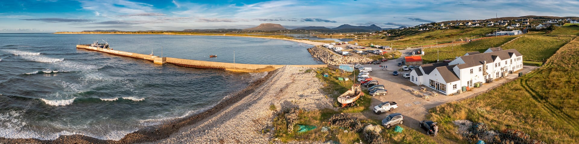 Machaire Rabhartaigh, Translation: Magheraroarty - Plane of the spring tideplane of roarty, Gaeltacht village and townland in north-west of County Donegal, Ireland.