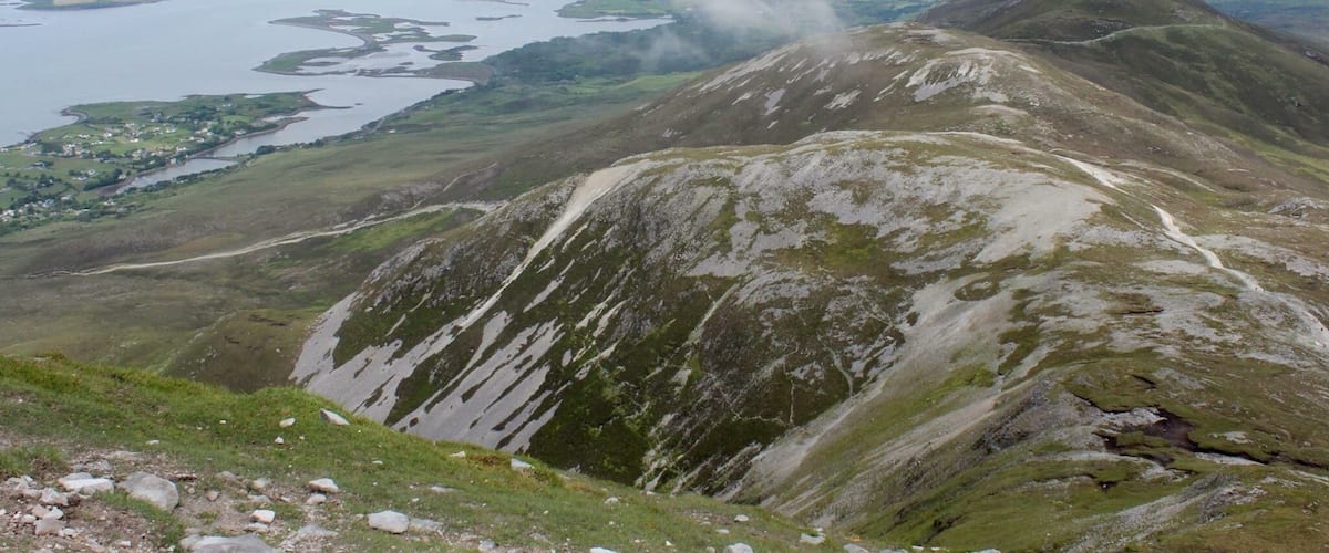 Croagh Patrick is one of the highest mountain in county Mayo. It is a very famous place of pelerinage, since 300 before J.C. It is named in honor of Saint Patrick, very important character in irish history because he brought christianity in the country. The mountain is not only full of history and meaning, it is also an absolutely beautiful place, and the view on top is stunning.