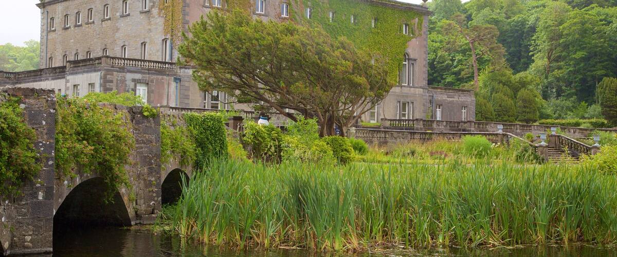 Westport House featuring a bridge, heritage architecture and a river or creek