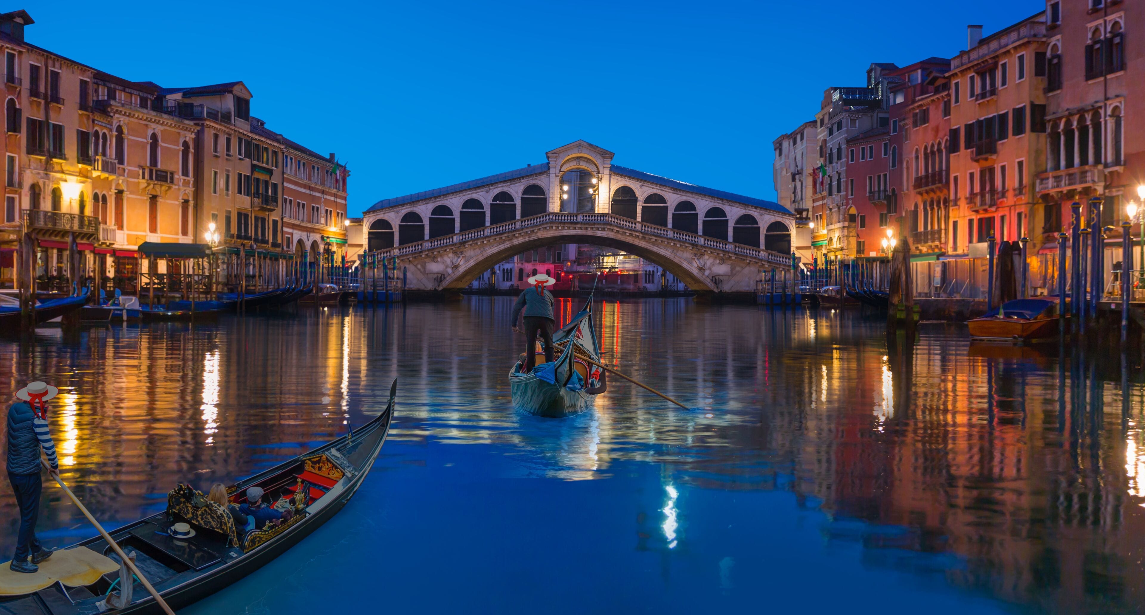 Gondola near Rialto Bridge in Venice, Italy