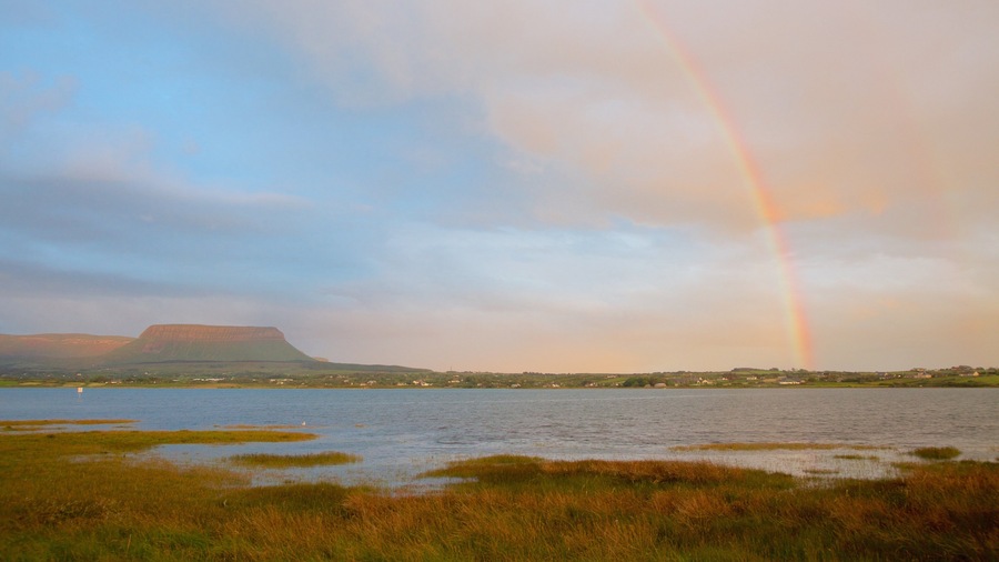 Ben Bulben featuring mountains, tranquil scenes and a river or creek