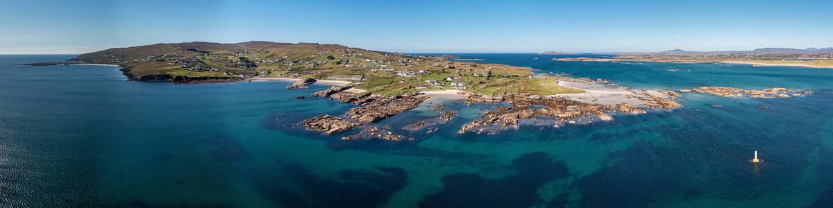 Aerial view of Clouhhcorr beach on Arranmore Island in County Donegal, Republic of Ireland