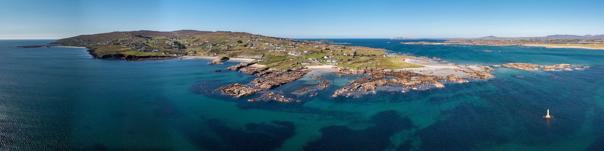 Aerial view of Clouhhcorr beach on Arranmore Island in County Donegal, Republic of Ireland