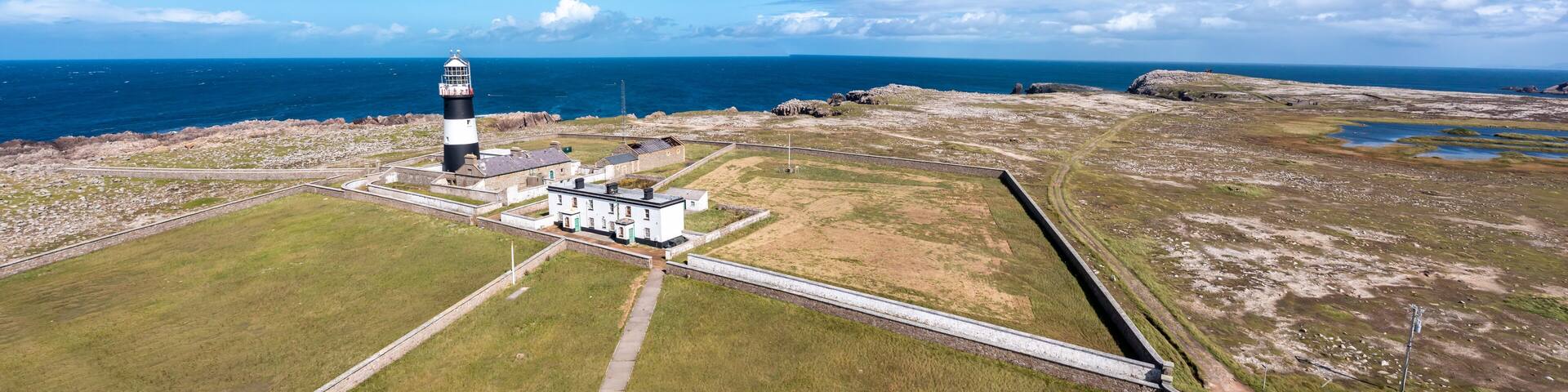 Aerial view of the Lighthouse on Tory Island, County Donegal, Republic of Ireland
