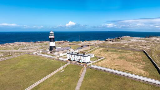 Aerial view of the Lighthouse on Tory Island, County Donegal, Republic of Ireland