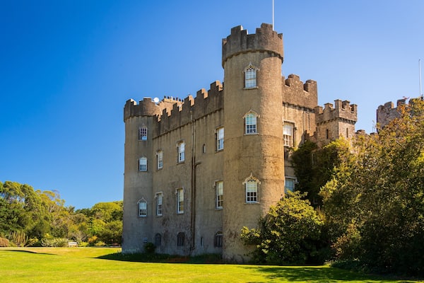 Malahide Castle which includes heritage architecture and a castle