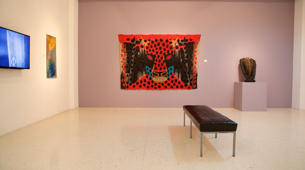 National Gallery of Jamaica which includes art and interior views