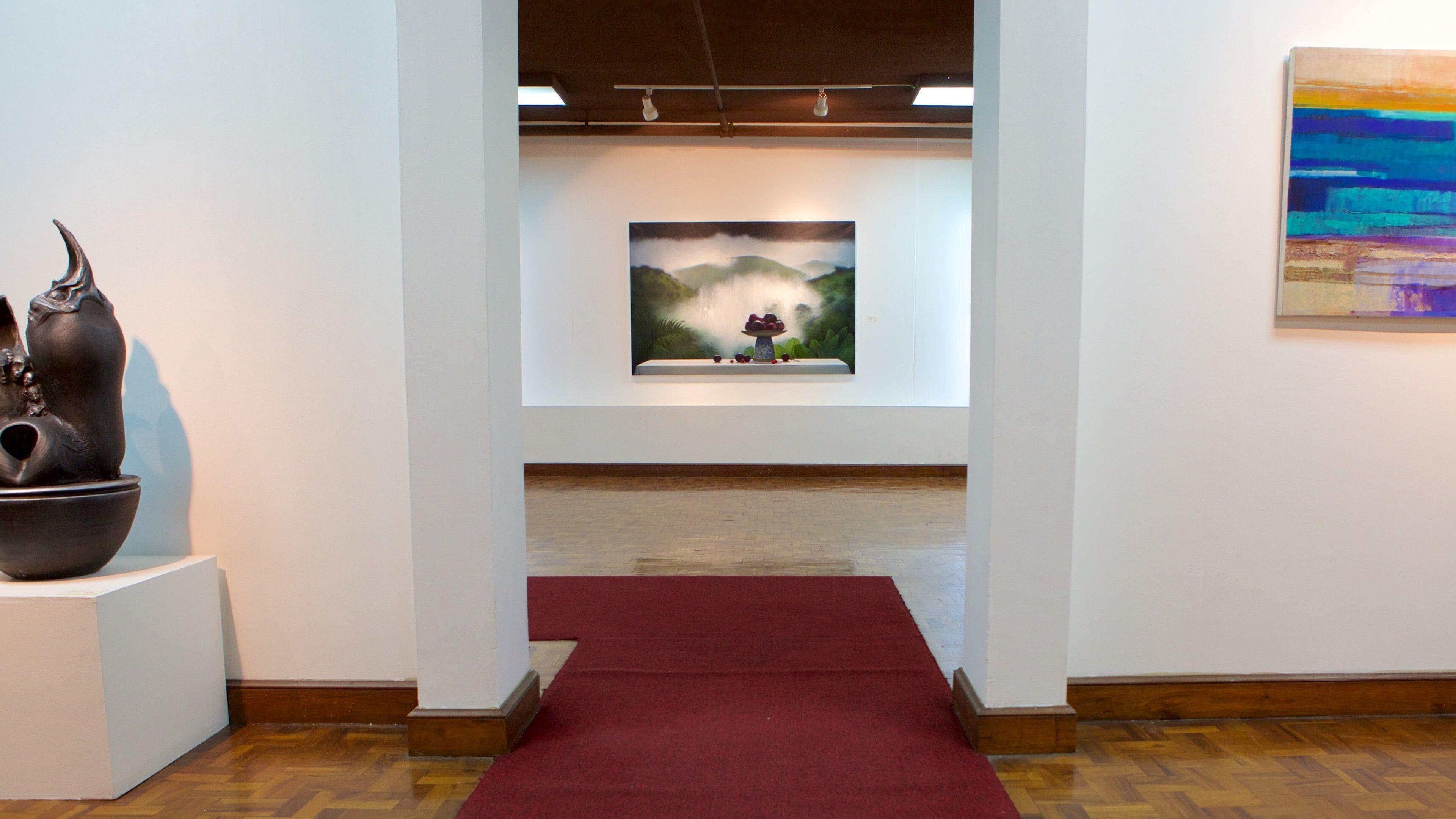 National Gallery of Jamaica which includes art and interior views