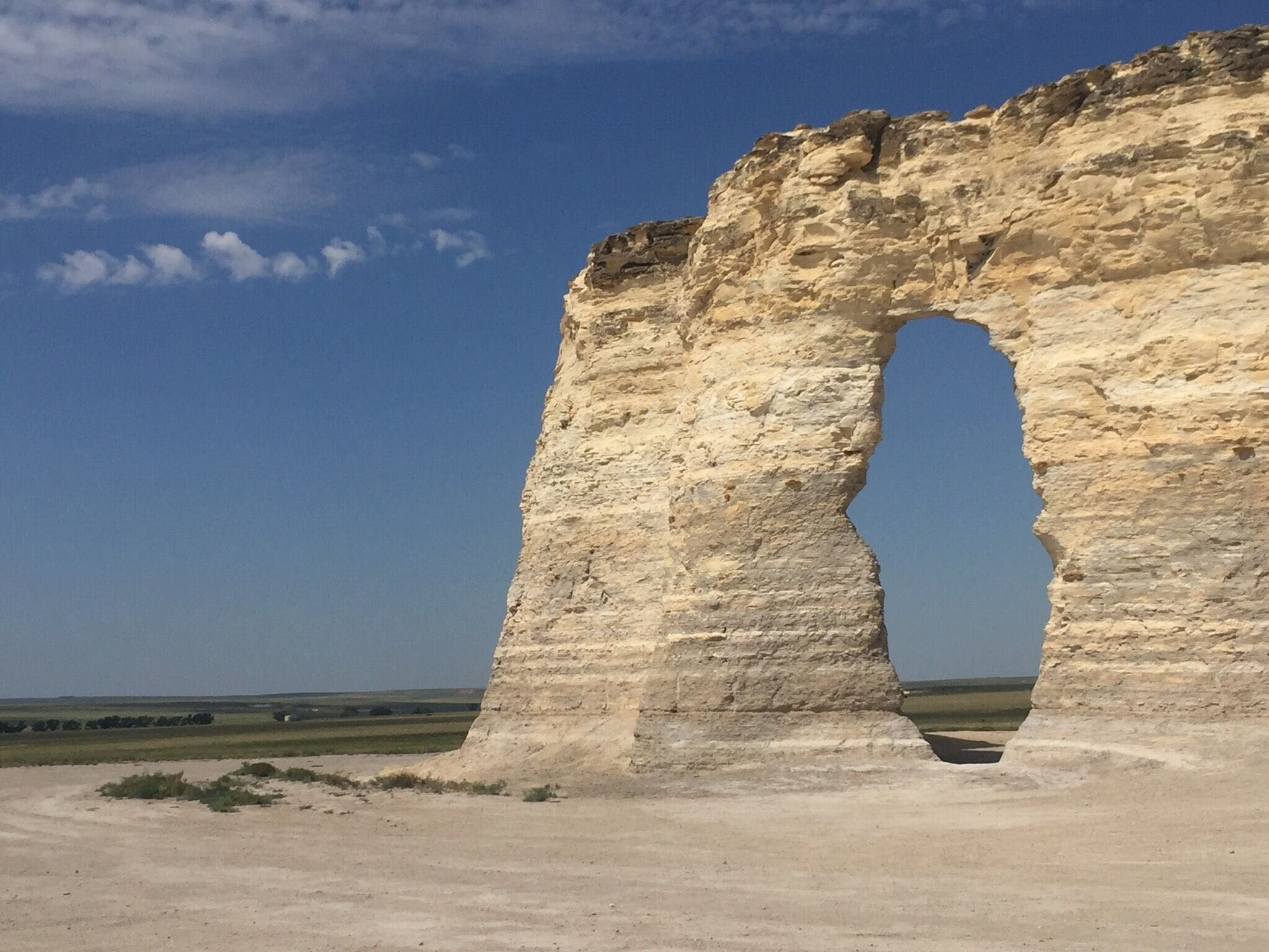 There usually isn't much to see in western Kansas, but if you venture off through the farmland just south of Oakley, you will find Monument Rocks. These fossil-rich chalk formations are listed as a National Natural Landmark.