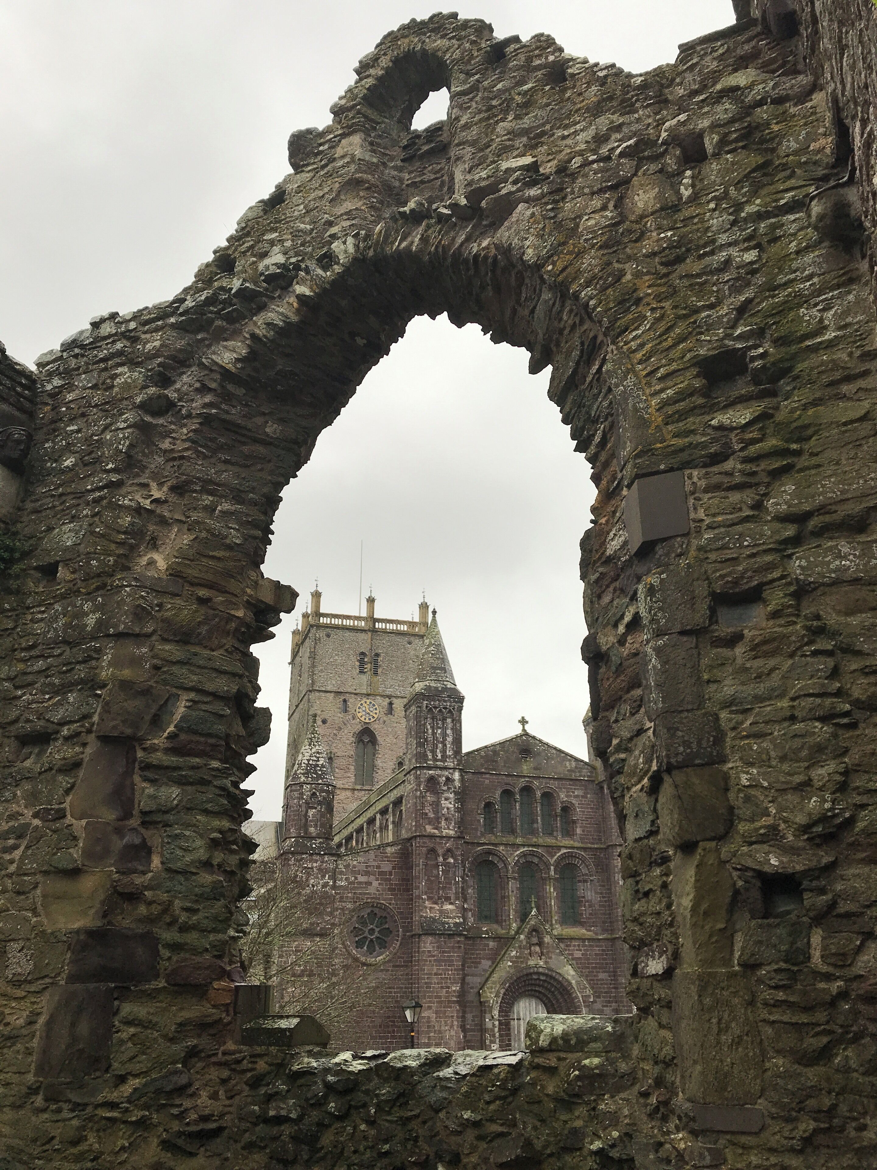 View from Bishop’s palace to the cathedral in Britain’s smallest city.