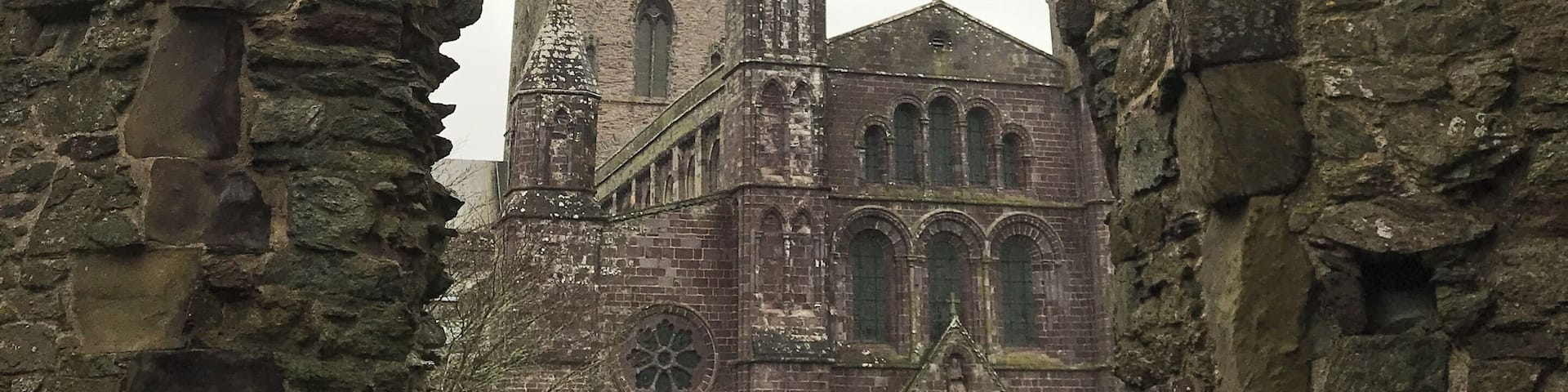 View from Bishop’s palace to the cathedral in Britain’s smallest city.