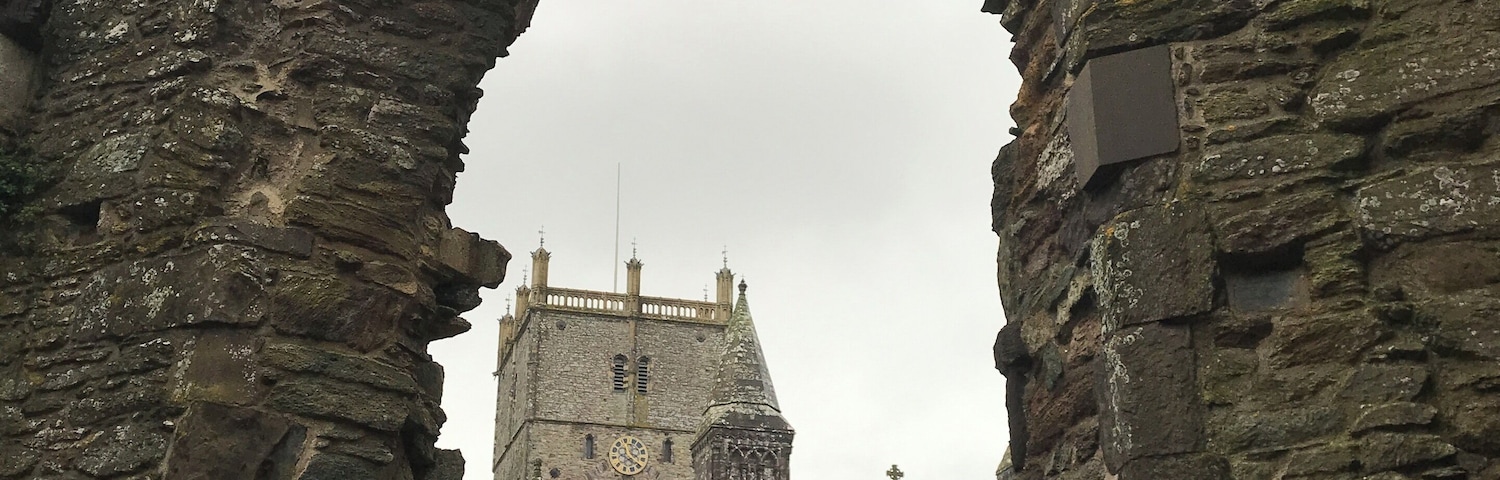 View from Bishop’s palace to the cathedral in Britain’s smallest city.