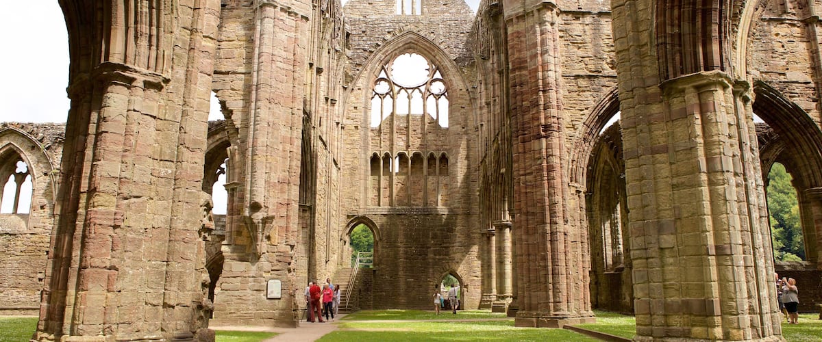 Tintern Abbey que incluye una iglesia o catedral, elementos del patrimonio y patrimonio de arquitectura