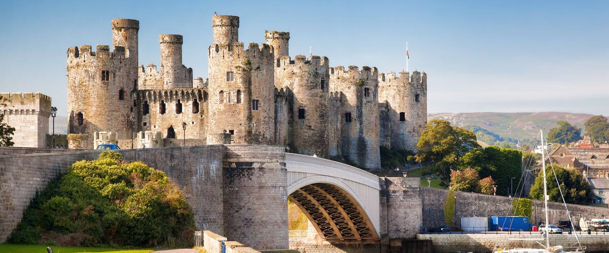 Conwy Castle in Wales, United Kingdom, series of Walesh castles