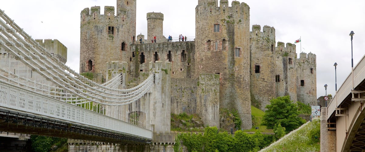 Conwy Castle showing château or palace, heritage elements and a bridge