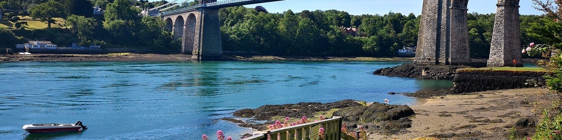 The stunning Menai Suspension Bridge over the Menai Straits on Anglesey North Wales UK