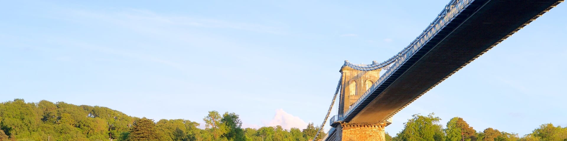 Menai Bridge which includes heritage elements, a river or creek and a bridge