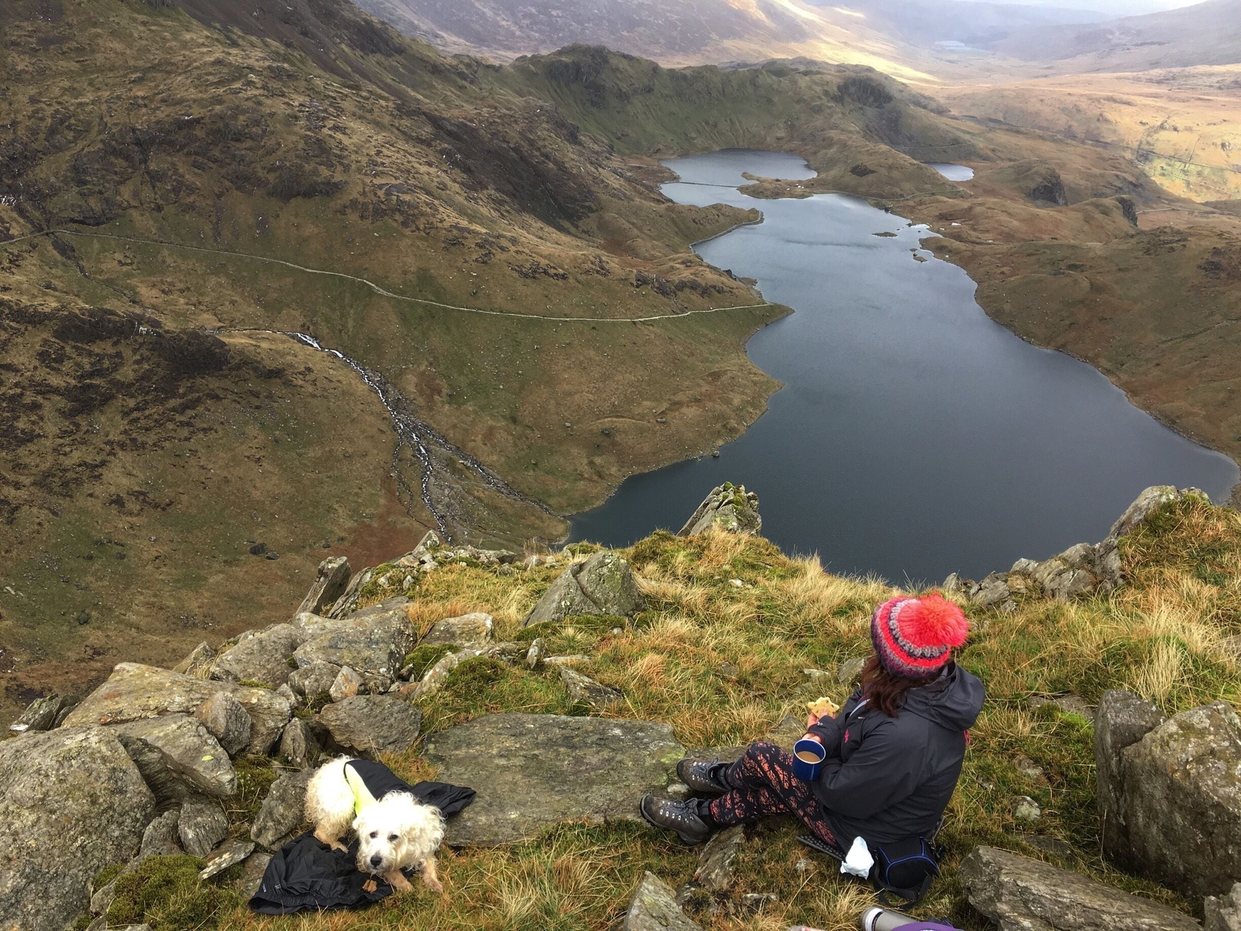 Enjoying a well deserved brew on Mount Snowdon