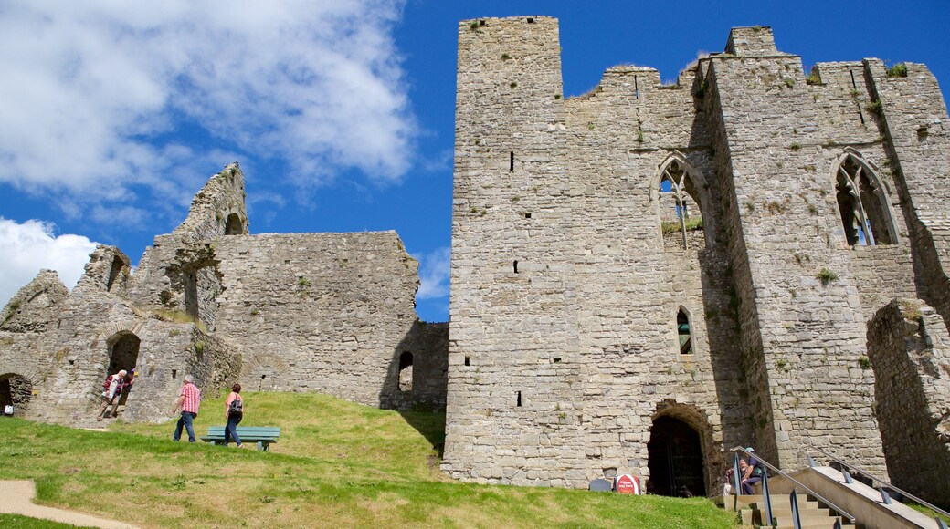 Oystermouth Castle som visar historiska element och chateau eller palats