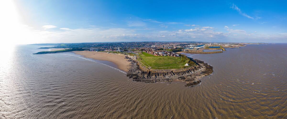 Aerial panorama of Barry Island, Wales, UK