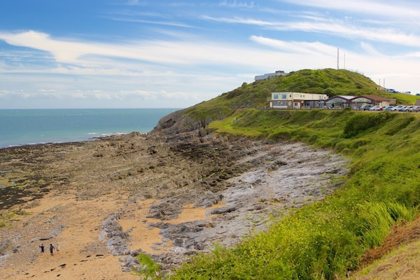 Bracelet Bay Beach which includes rugged coastline and general coastal views