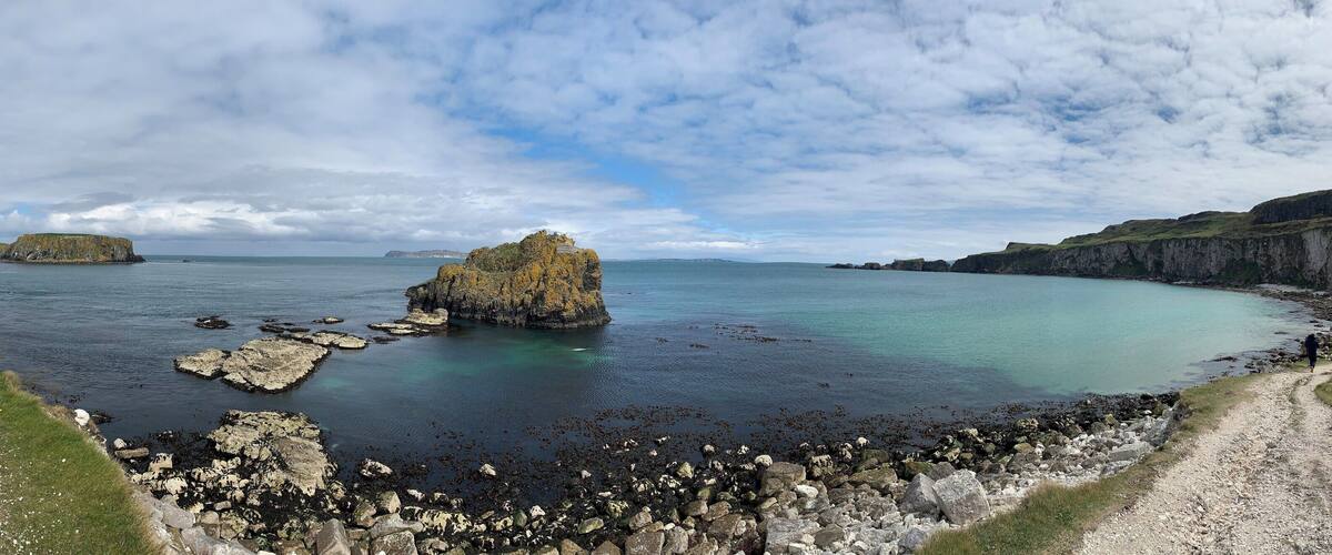 Beautiful view from Carrick - a - Rede, the west coast of North Atlantic