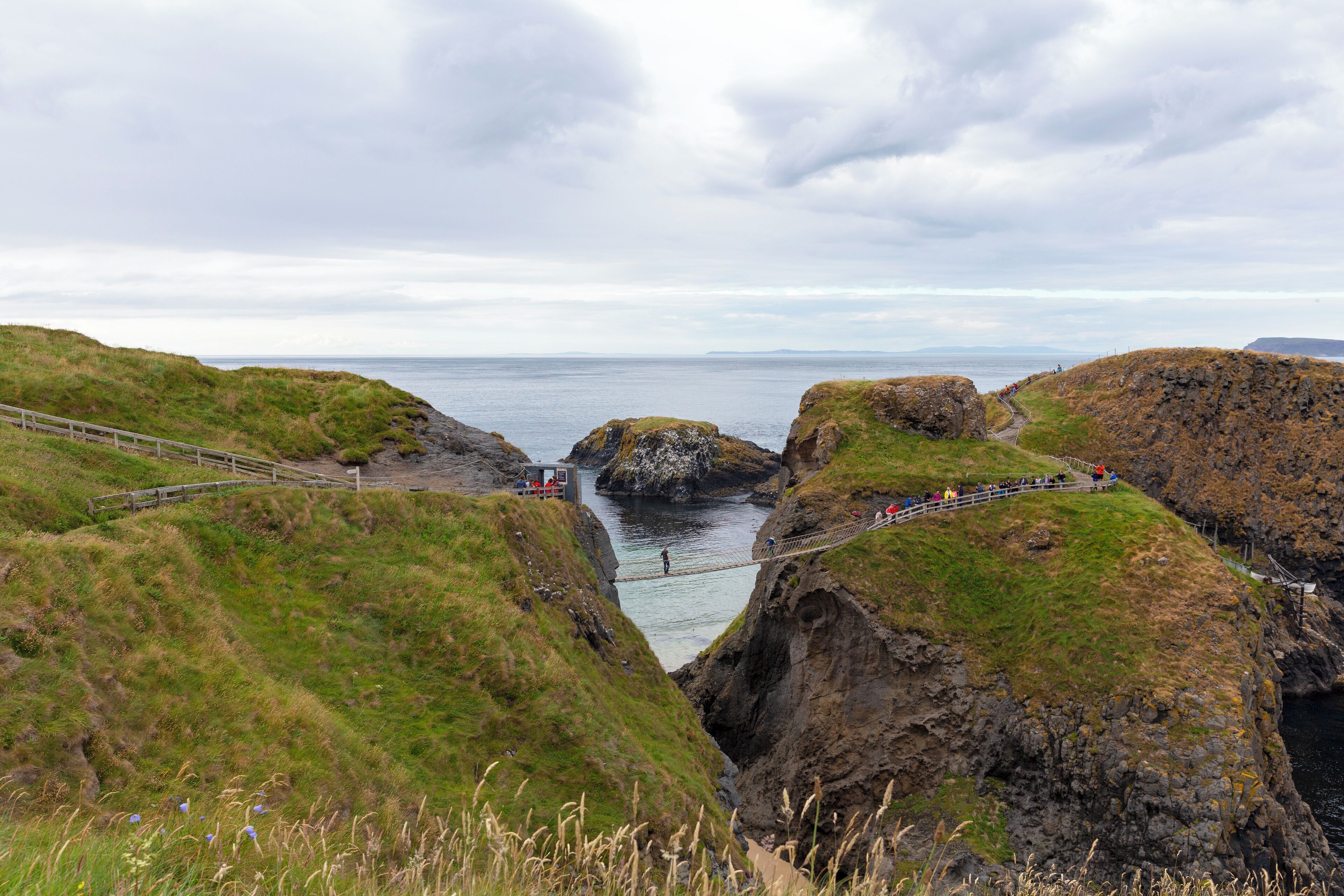 Carrick-A-Rede Rope Bridge, a seemingly precariously-perched rope bridge erected by the areaâs salmon fishermen back in 1755. The bridge hangs nearly 30 meters above sea level and offers rewarding views of the northern coastline.  #History