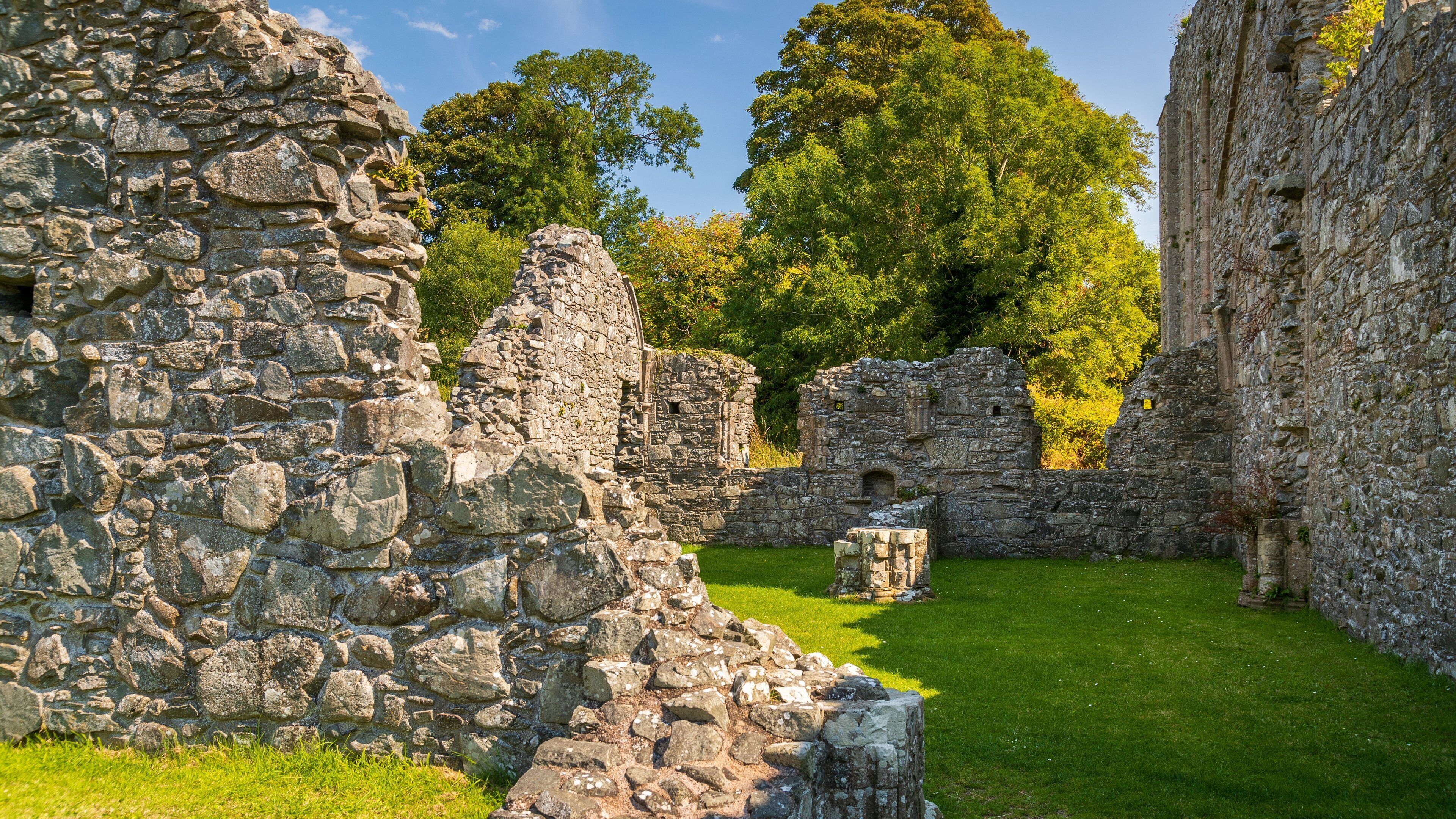 Inch Abbey showing a ruin and heritage elements