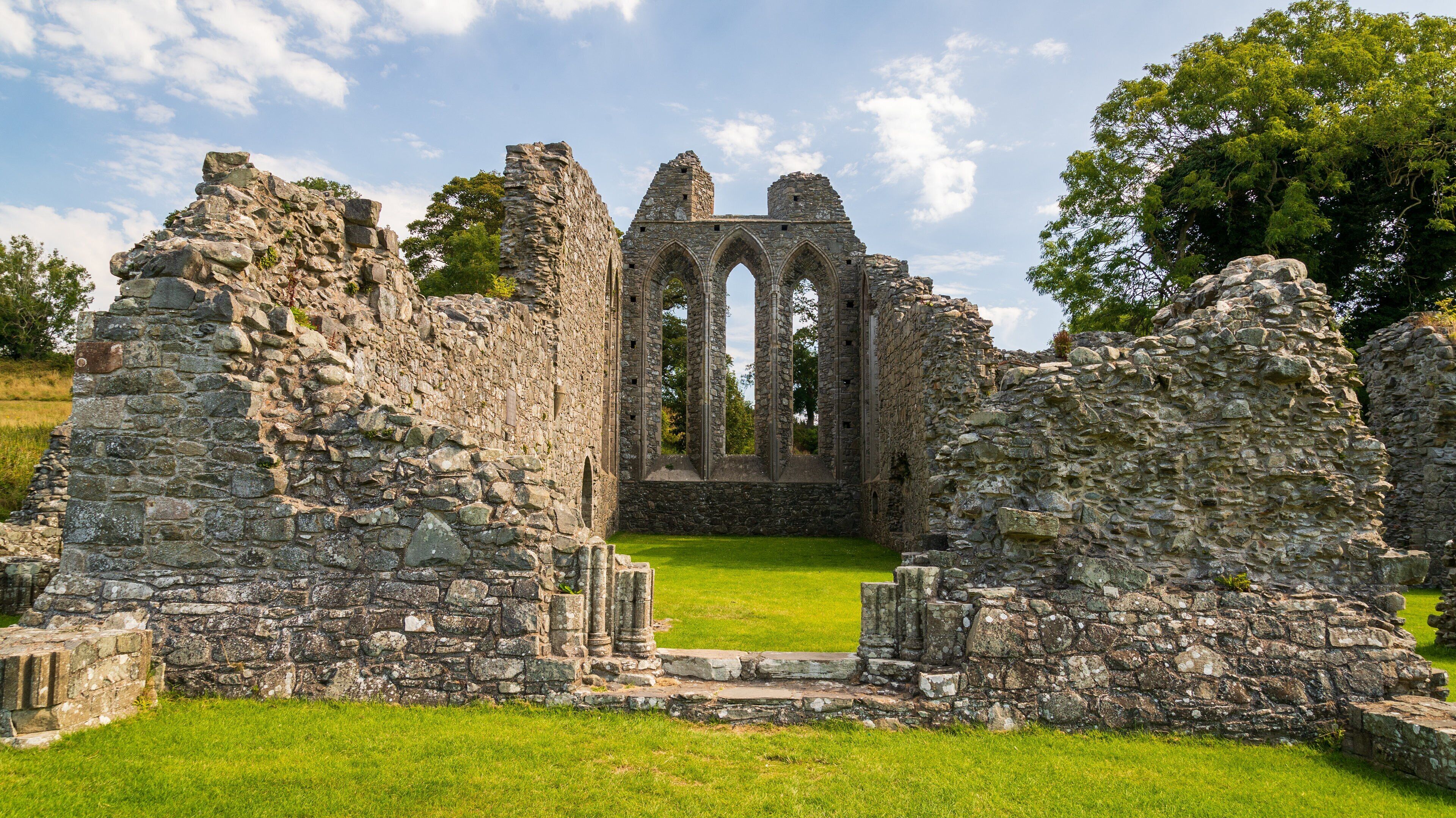 Inch Abbey showing heritage elements and building ruins