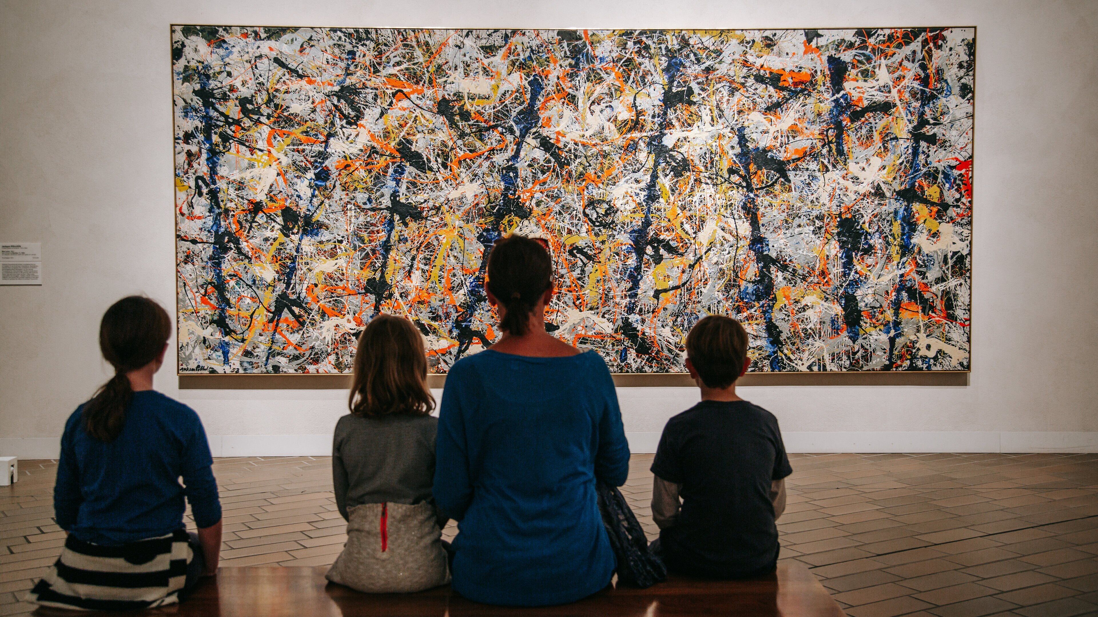 National Gallery of Australia showing art and interior views as well as a family