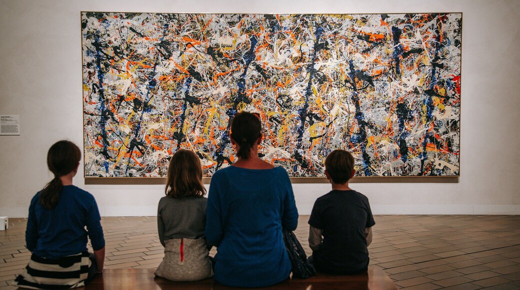 National Gallery of Australia showing art and interior views as well as a family