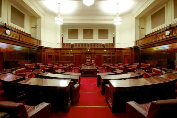 Old Parliament House showing an administrative building, interior views and heritage architecture