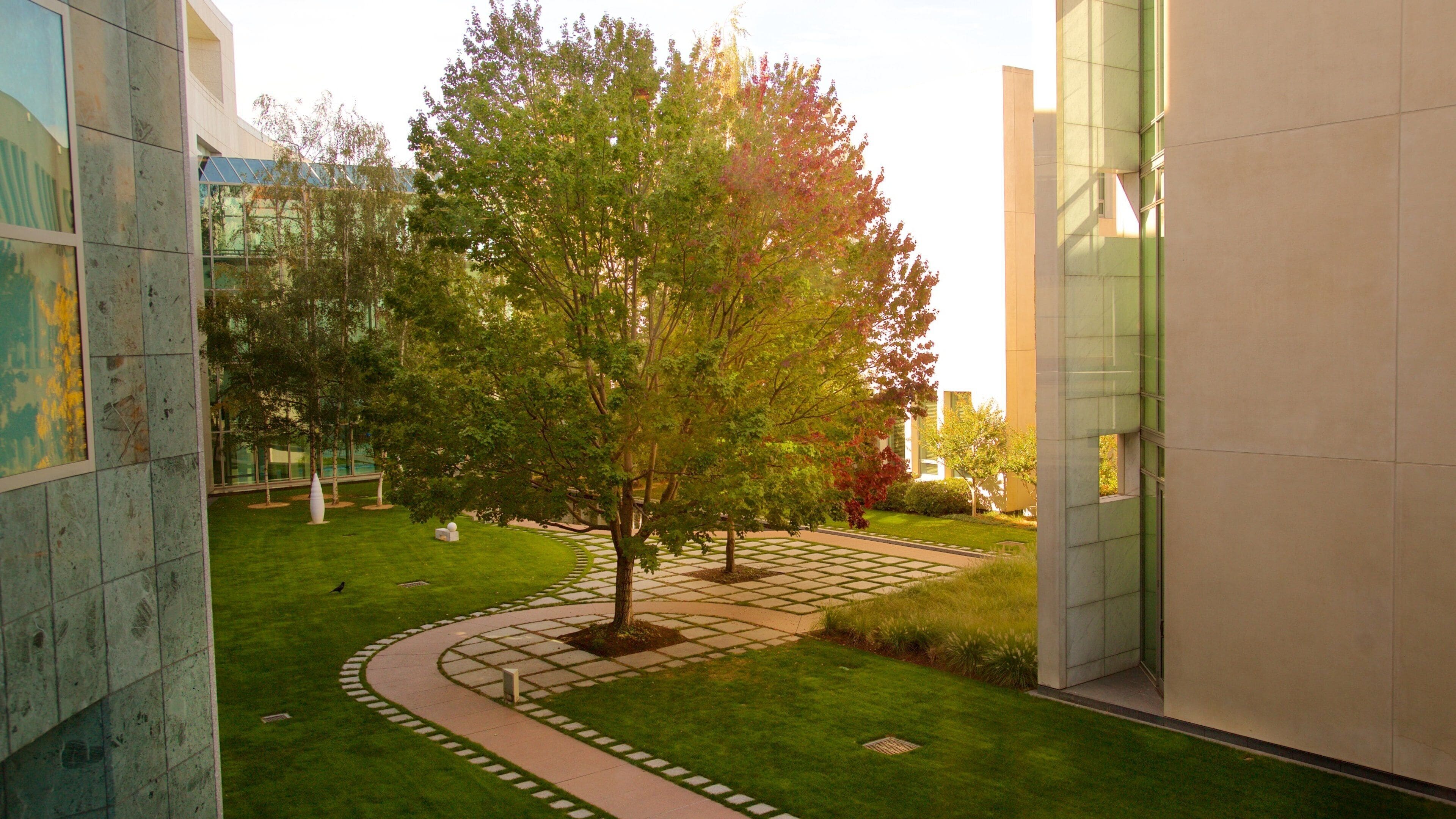 Parliament House ofreciendo un atardecer y un edificio administrativo