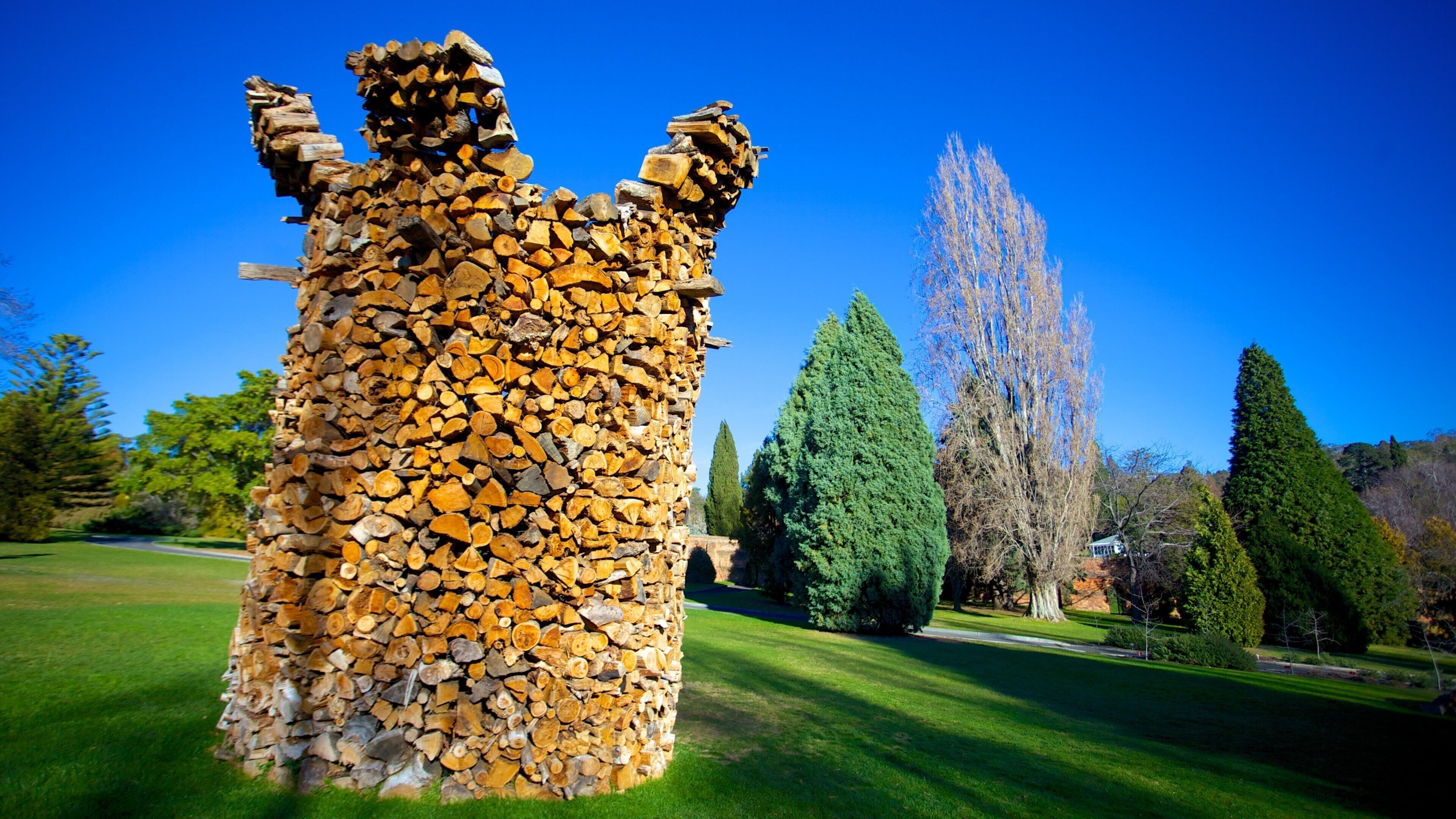 Royal Tasmanian Botanical Gardens featuring outdoor art and a park