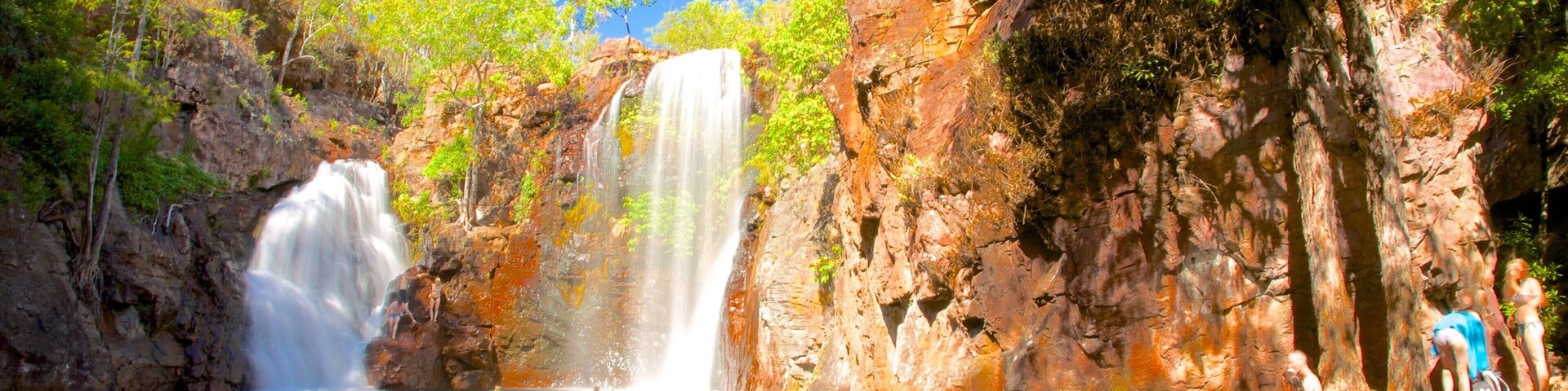 Parque Nacional Litchfield ofreciendo vistas panorámicas, una cascada y natación